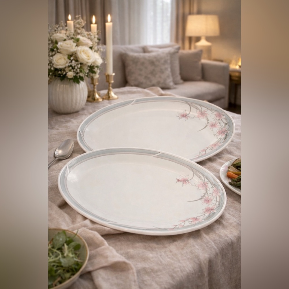 Set of 2 Royal Doulton “Mayfair” (Lambethware) Oval Serving Platters – L.S. 1052